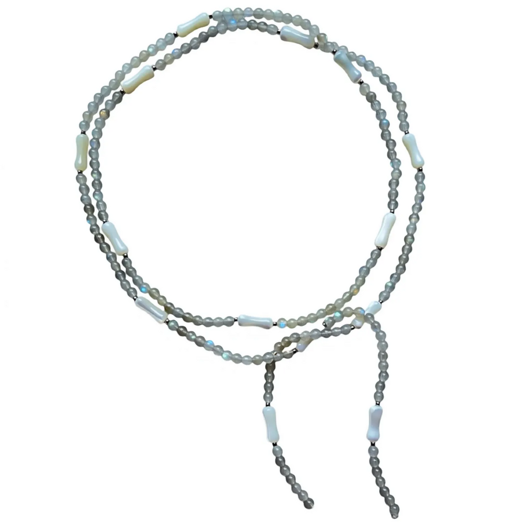 Gray Moonstone &amp; Bamboo Joint Necklace