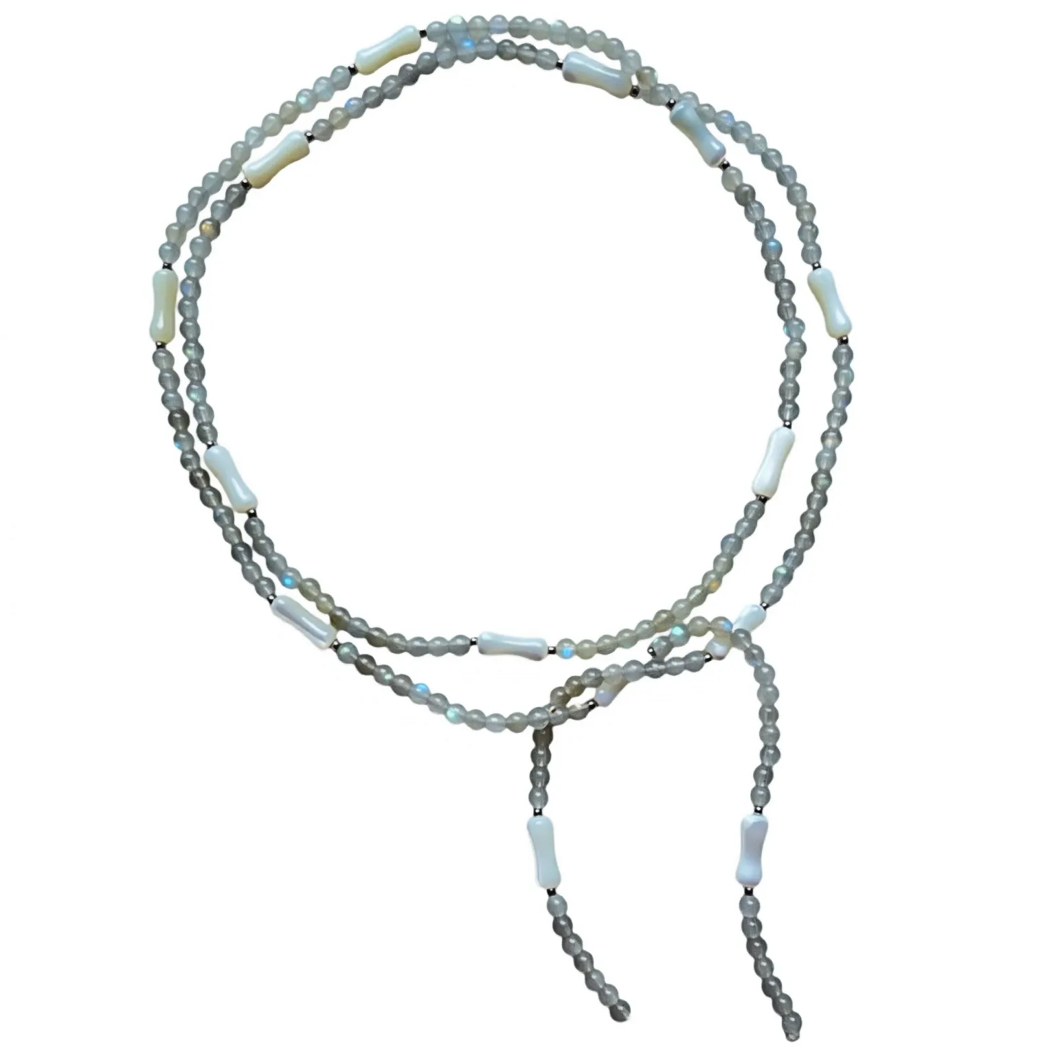 Gray Moonstone &amp; Bamboo Joint Necklace