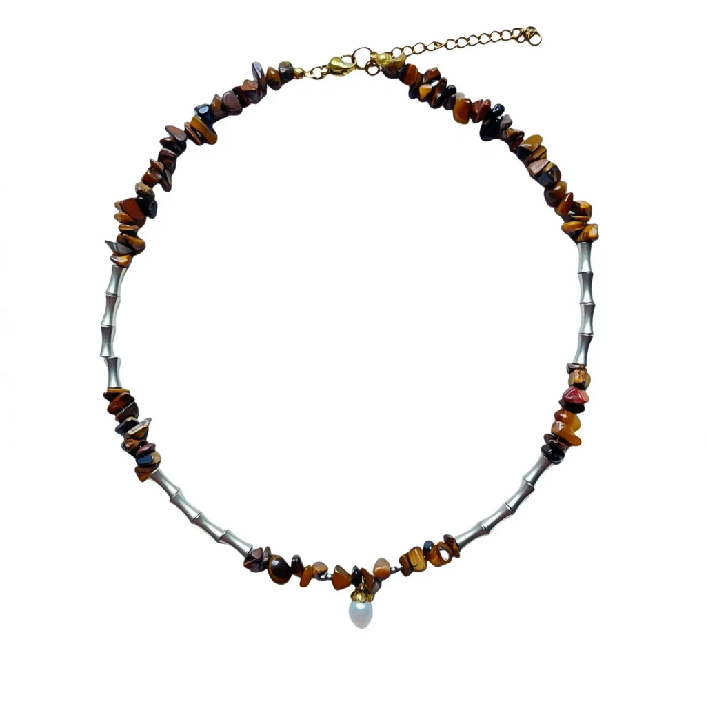 Tiger Eye & Baroque Pearl Choker