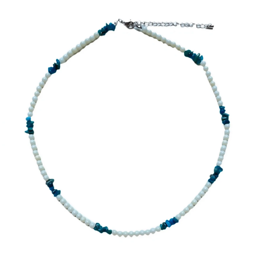 White Coral &amp; Blue Phosphophyllite Necklace