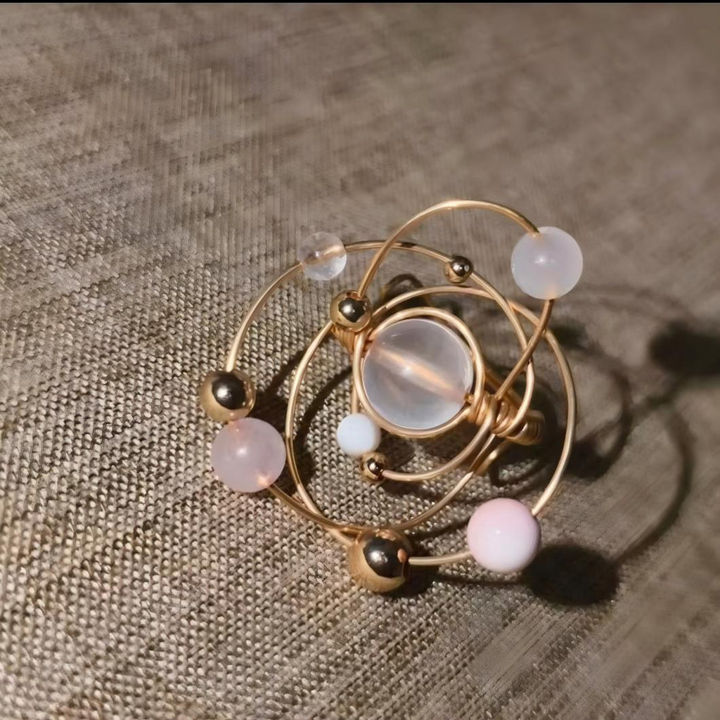 The Romantic Orbit - Rose Quartz Ring