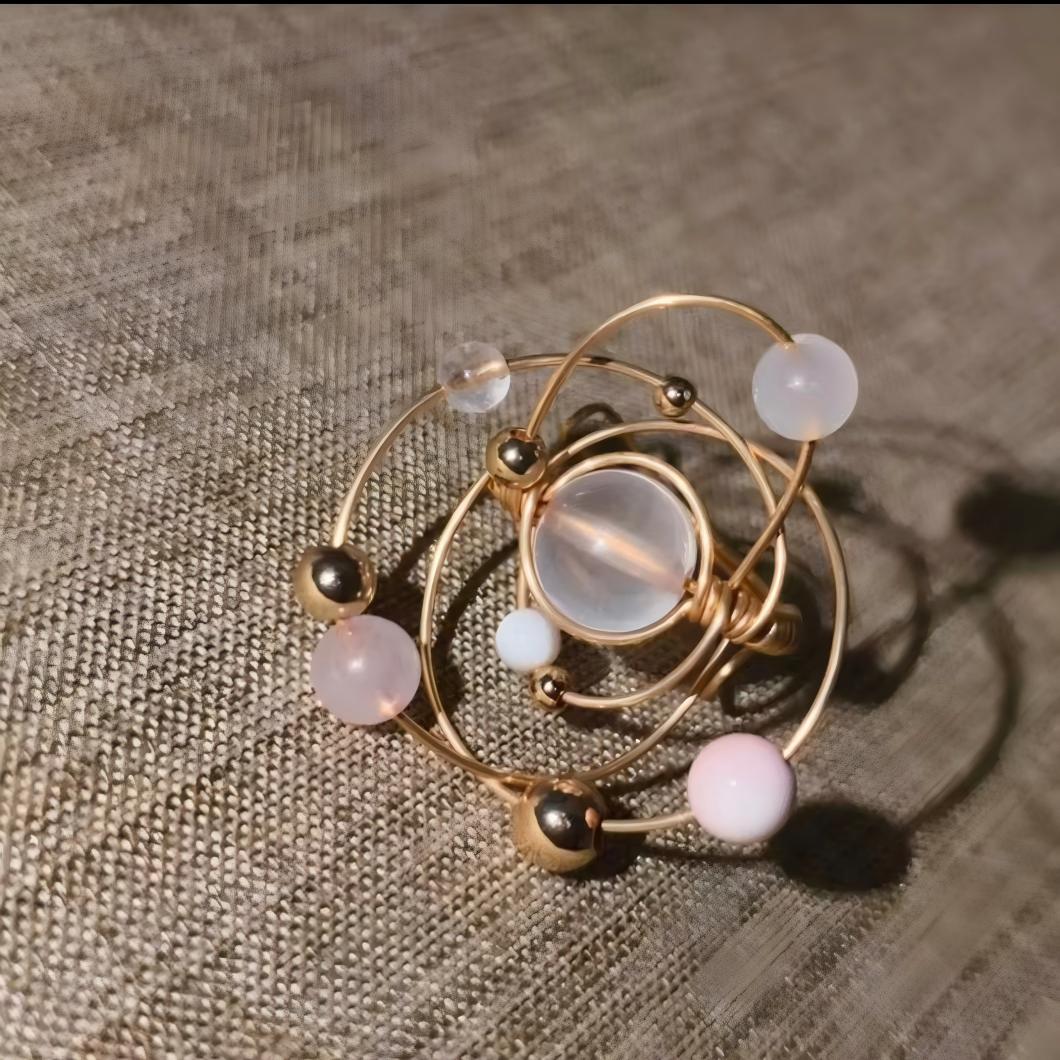 The Romantic Orbit - Rose Quartz Ring