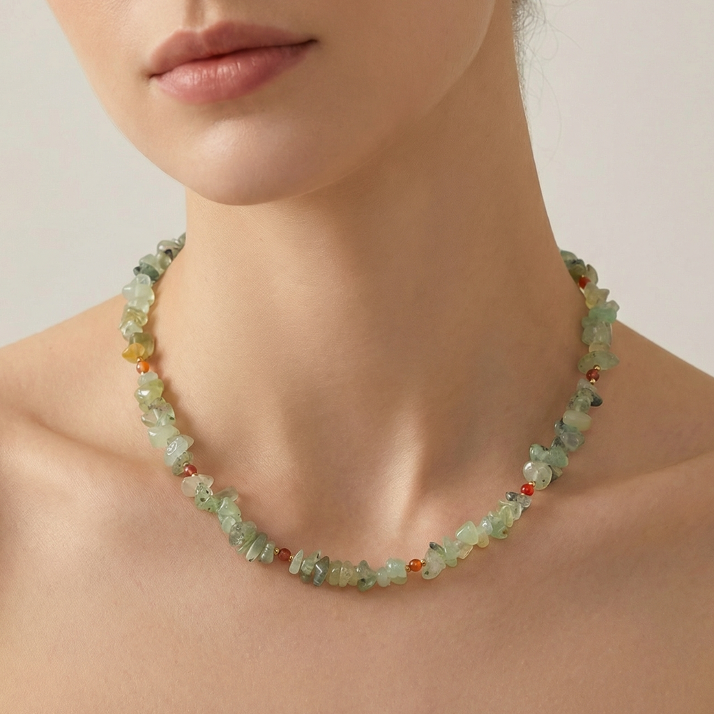 Green Fluorite & Carnelian Choker
