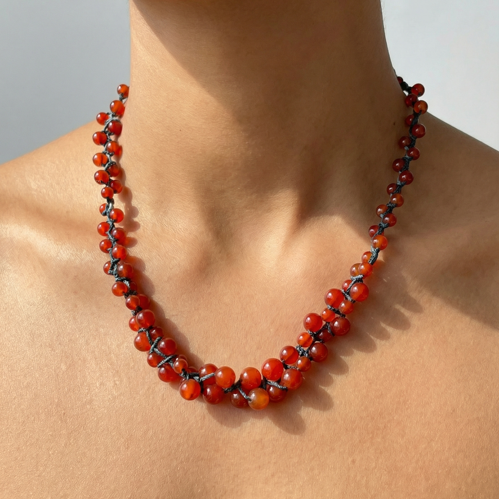 Red Agate Woven Necklace