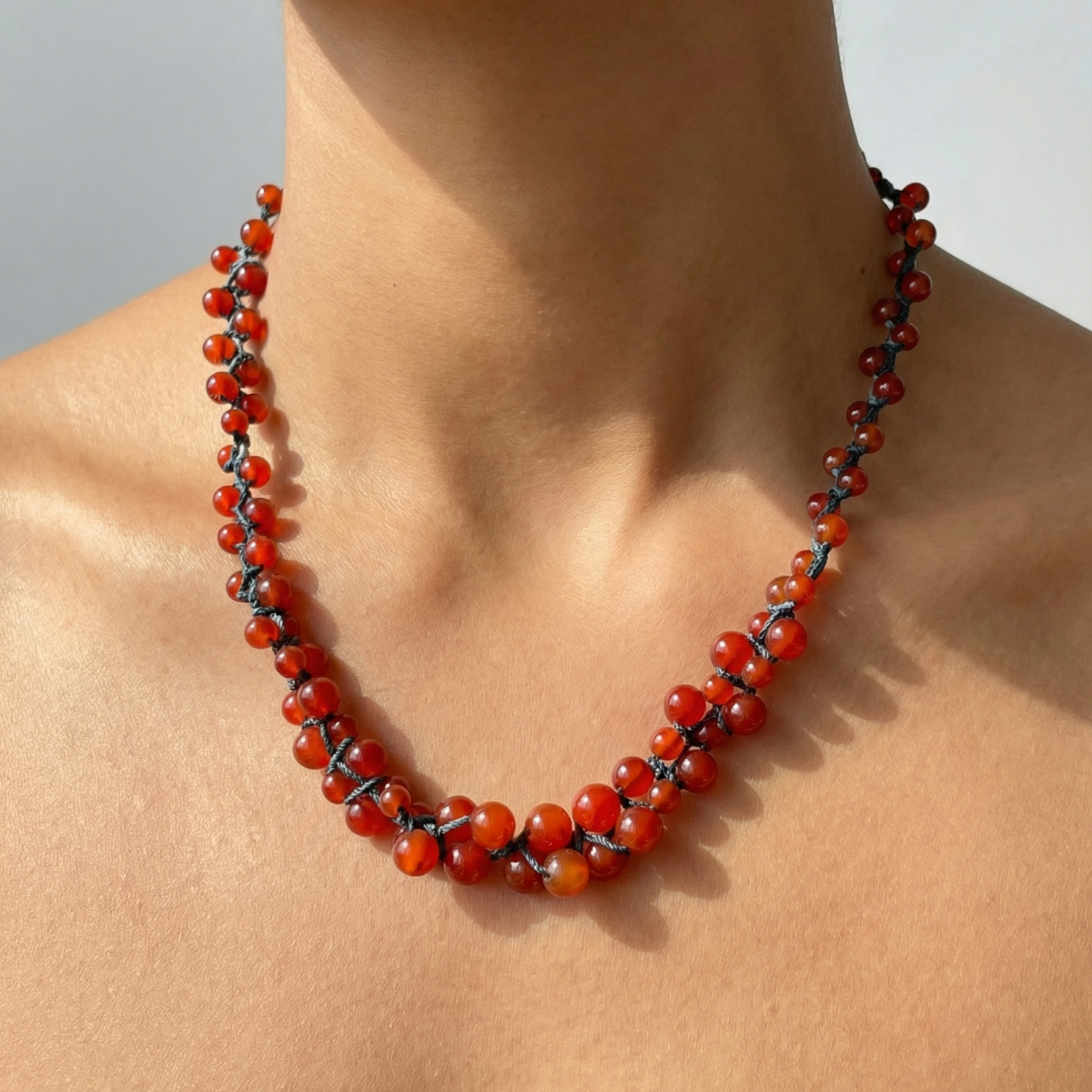 Red Agate Woven Necklace