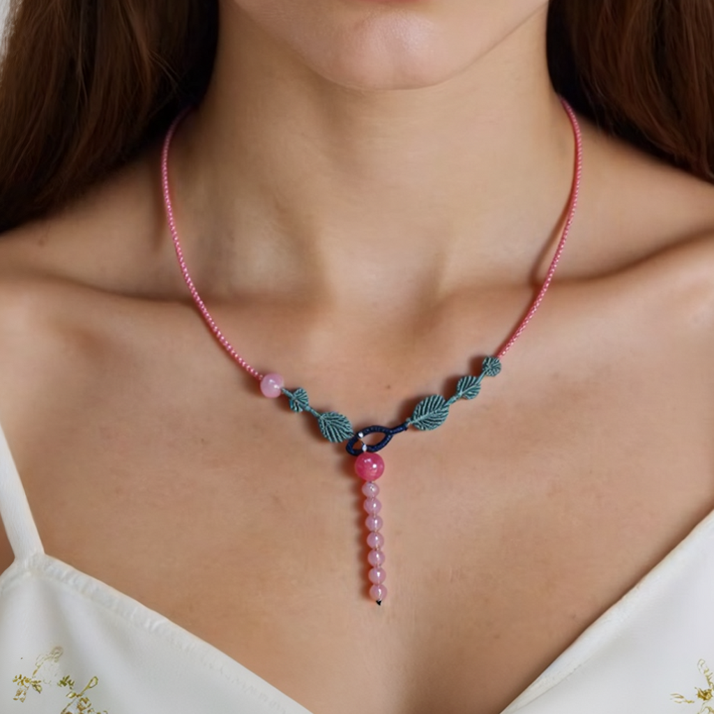 Cherry Blossom Rain Rhodonite Choker