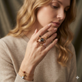 Galactic Star Trails Crystal Ring — Silver Sheen Obsidian