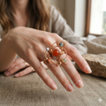 Galactic Star Trails Crystal Ring — Persimmon Nanhong Agate