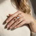 Galactic Star Trails Crystal Ring — Blue Moonstone